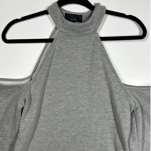 Michael Costello x Revolve Cold Shoulder Mini Dress Gray Designer Sweatshirt M - Picture 14 of 16